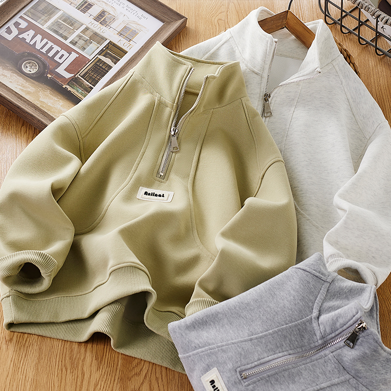 男童立领卫衣春装2025新款儿童洋气翻领上衣春秋款男孩大童痞帅潮