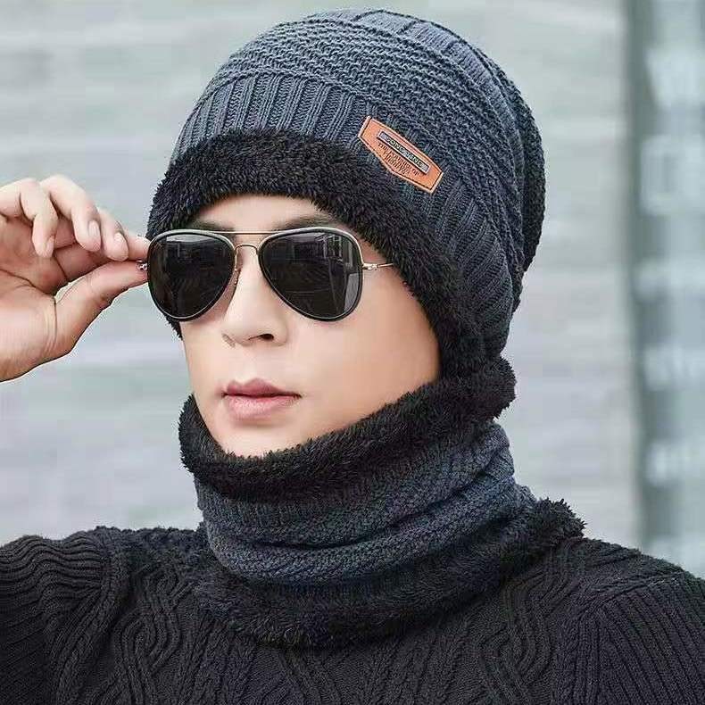 帽子男冬天韩版加绒毛线帽加厚针织帽秋冬季套包头棉帽保暖帽女士