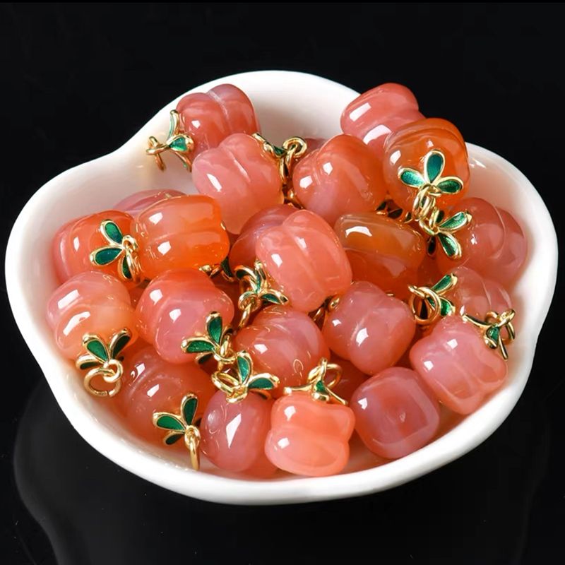 优化.南.红优化.玛.瑙小柿子提溜挂坠配饰diy手串玉石饰品柿柿如