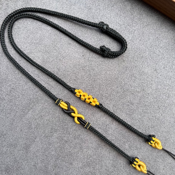 手工编织八股桃花双头吊坠挂件绳绳横穿绳子挂绳项链绳对拉调节