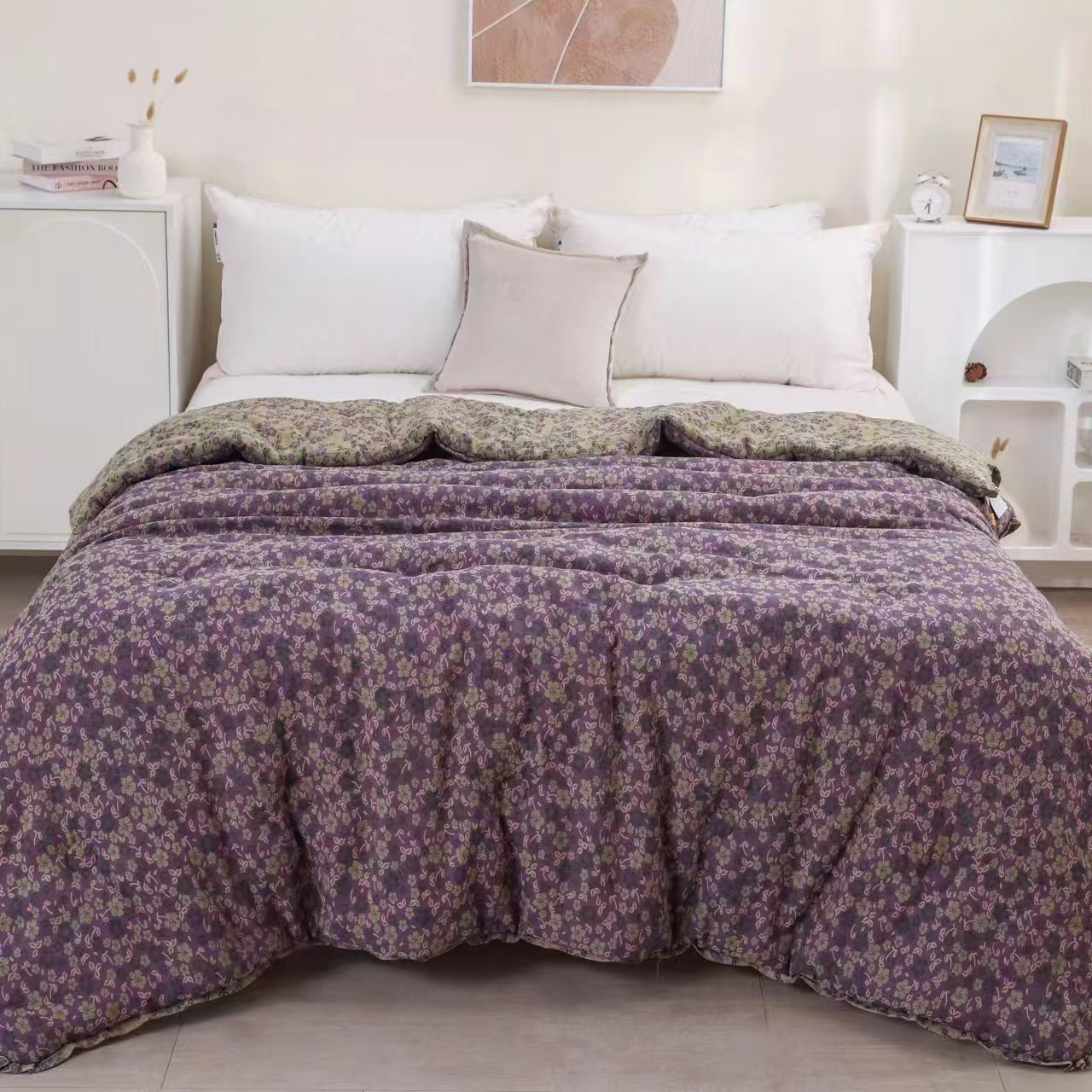 【紫韵】双人被200*230全棉双层纱秋冬被亲肤可水洗加厚