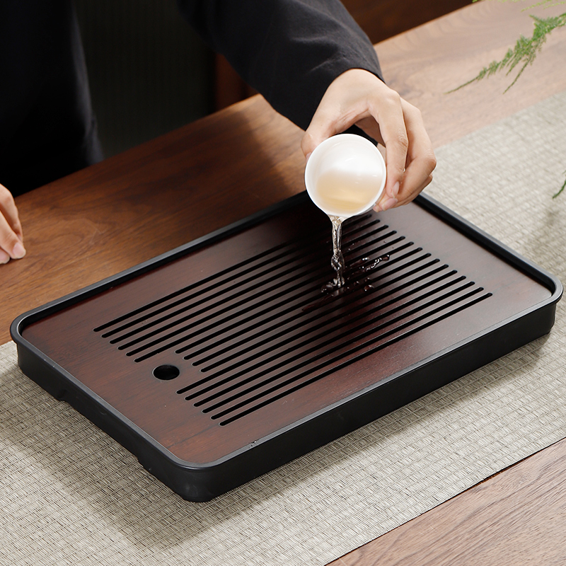 茶盘家用2023新款乌金石小型实木干泡台茶几排水功夫茶具套组托盘