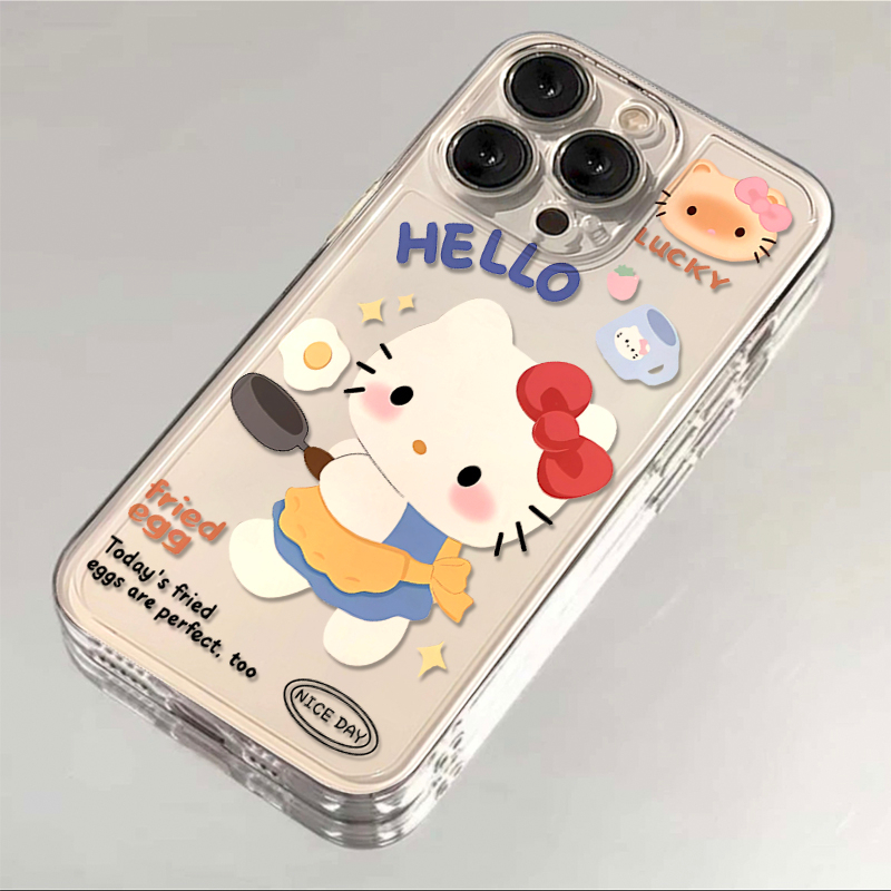 煎蛋KT猫苹果15手机壳iphone14promax卡通13/12全包精孔7/8防摔xs