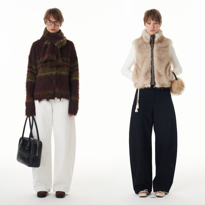 SEEKSIMPLE 梨形显瘦斜纹棉 弯刀牛仔裤D0508