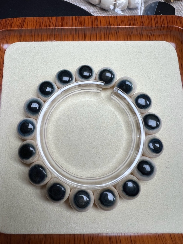 保真天然猛犸象牙1.2蓝眼睛手串精品男女文玩手串手链