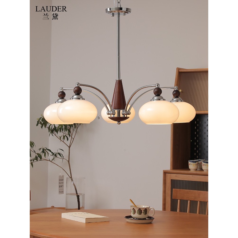 网红客厅吊灯中古奶油风简约艺术复古陶瓷灯包豪斯中古卧室餐厅灯