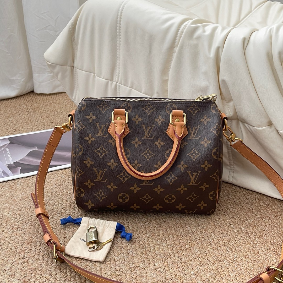 95新 LouisVuitton/路易威登 Lv 老花speedy25 肩带款/638520668