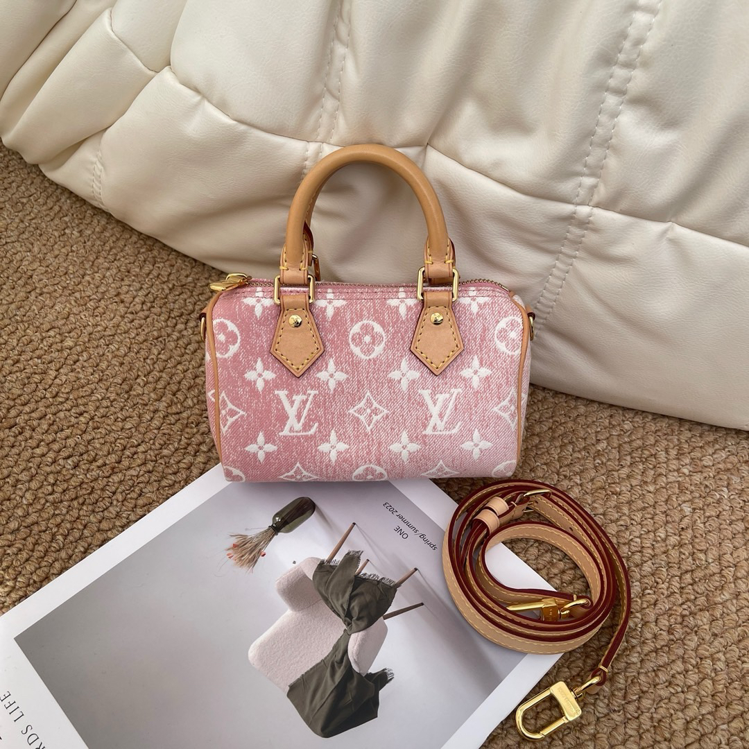 95新 LouisVuitton/路易威登 Lv 粉色单宁speedynano/666023620