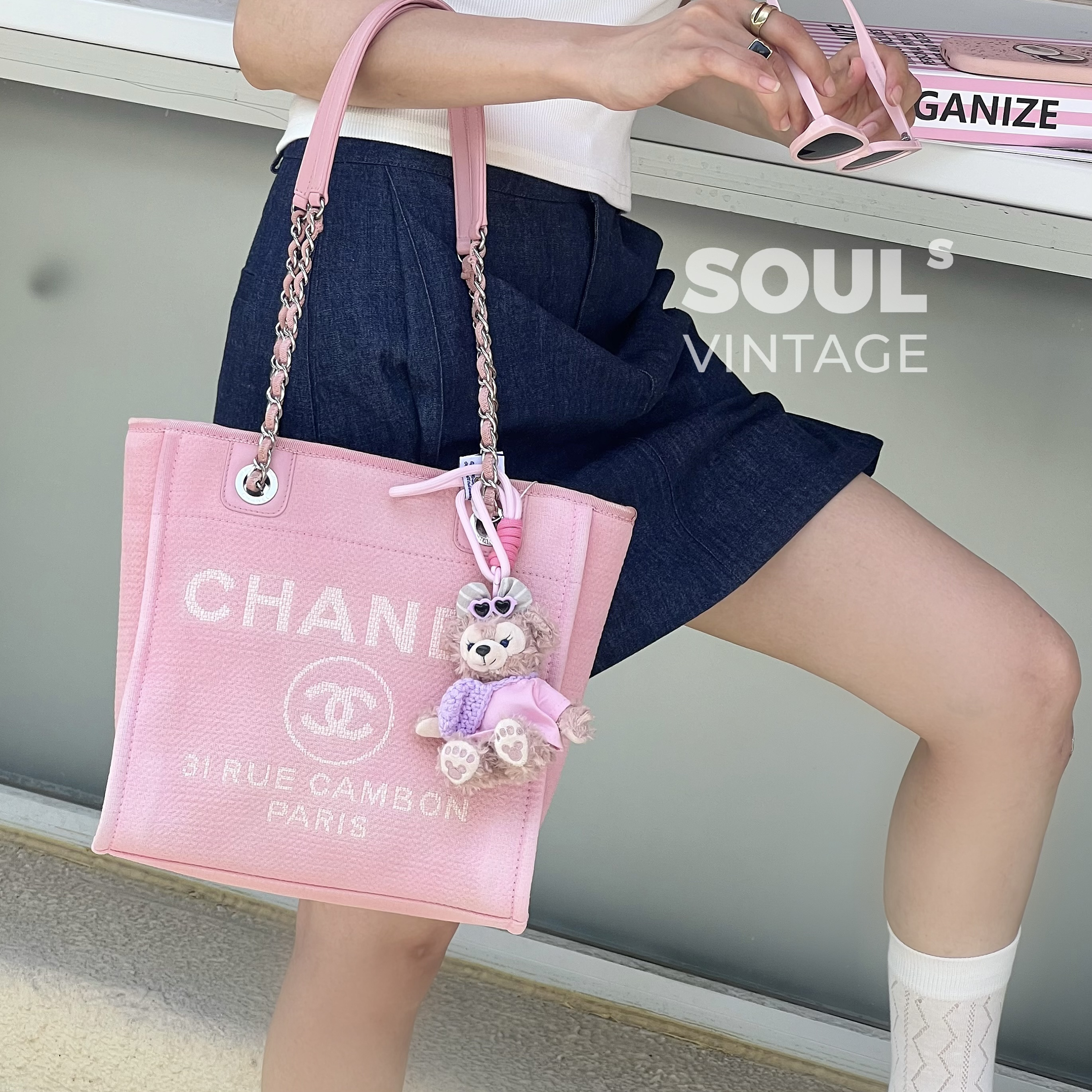 95新 Chanel/香奈儿 粉色 沙滩 小号 芯片款/688211666