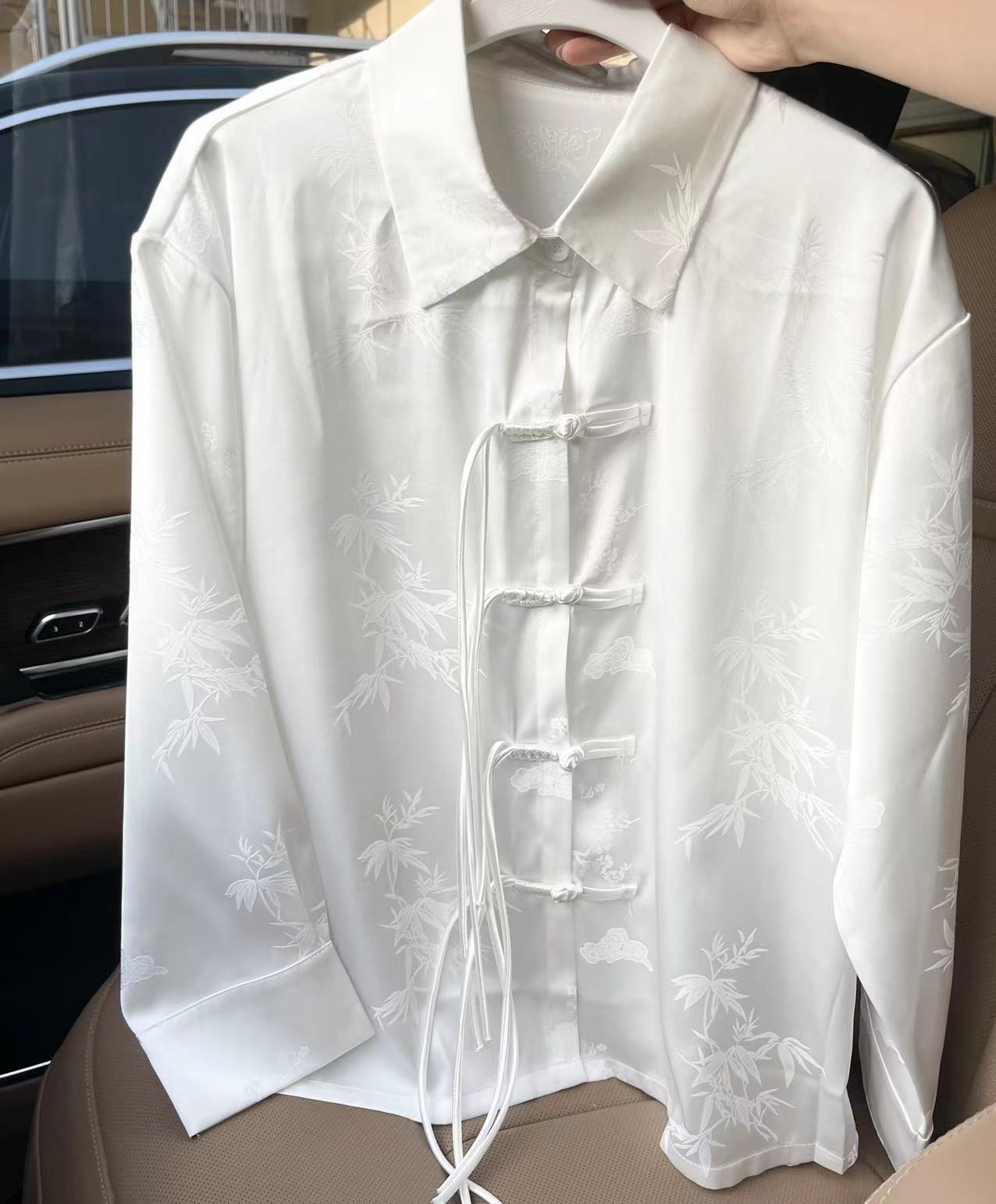 176-杨幂同款秋季新款新中式中国风立领女士气质长袖衬衫