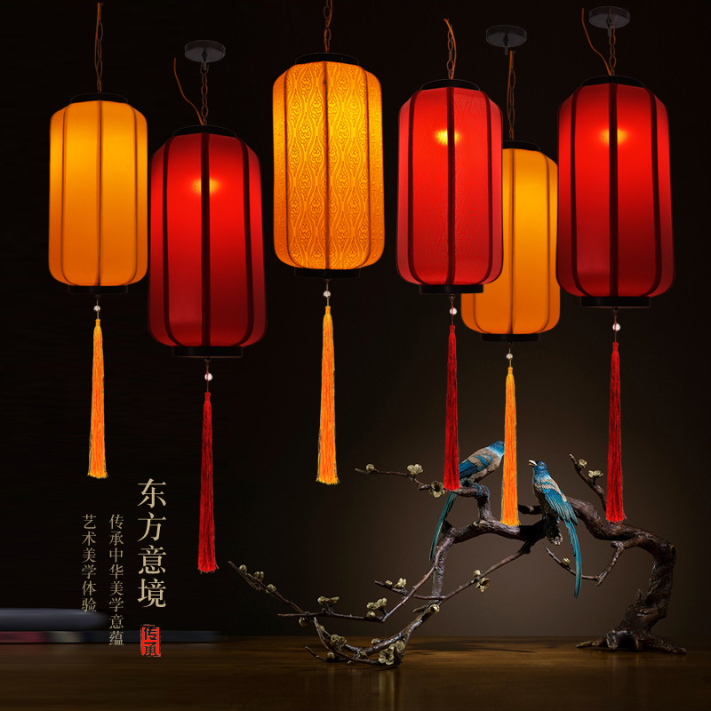 中国风仿古中式吊灯羊皮灯笼挂饰户外广告布艺冬瓜灯笼定制款式