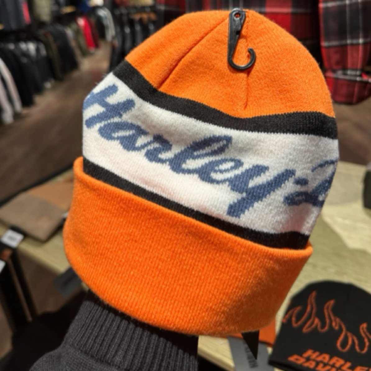 哈雷戴维森橘色针织帽97631