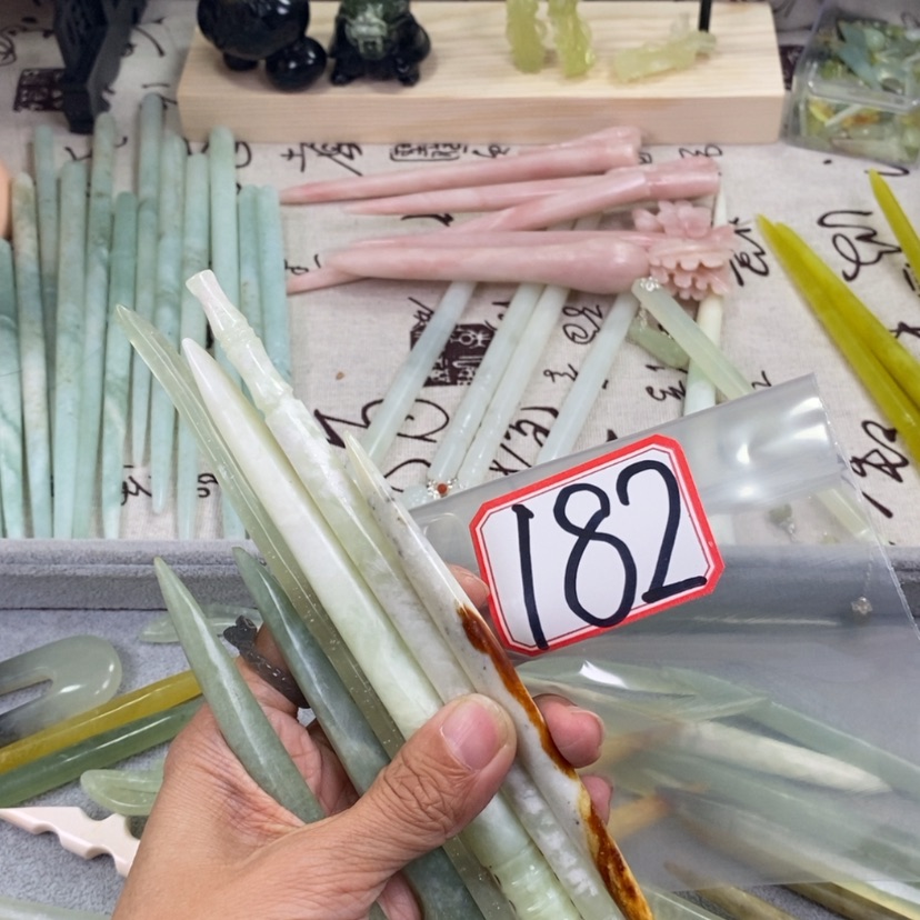 【闪购商品】蛇纹石玉发饰未镶嵌花*清
