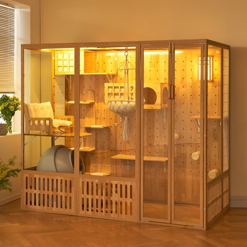 大型猫别墅家用实木猫笼子大空间室内全景多猫超豪华猫房子可定制