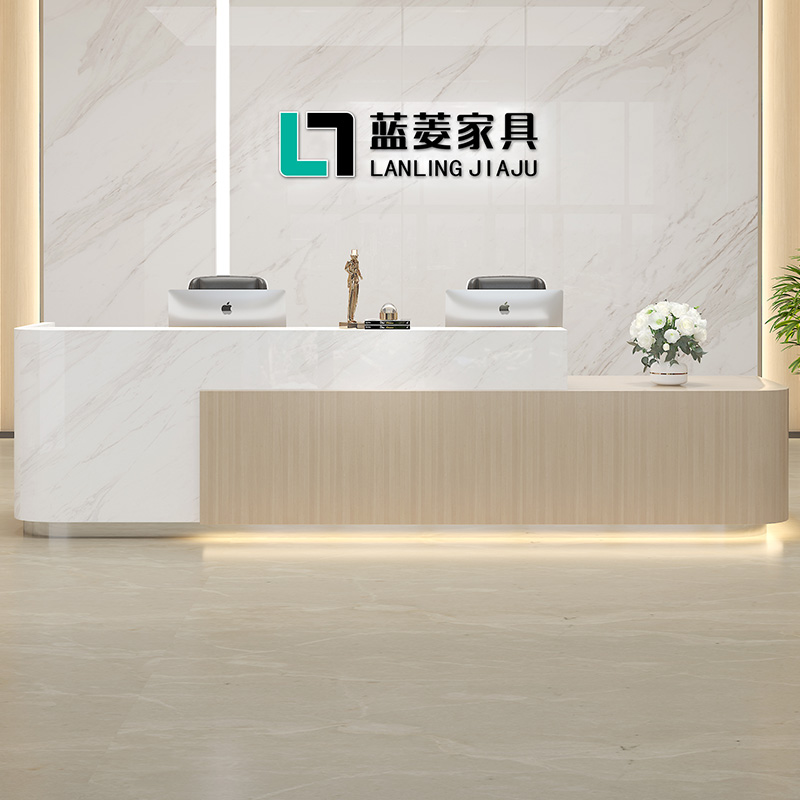 现代简约烤漆公司前台接待台服务台咨询台办公吧台桌收银柜台定制
