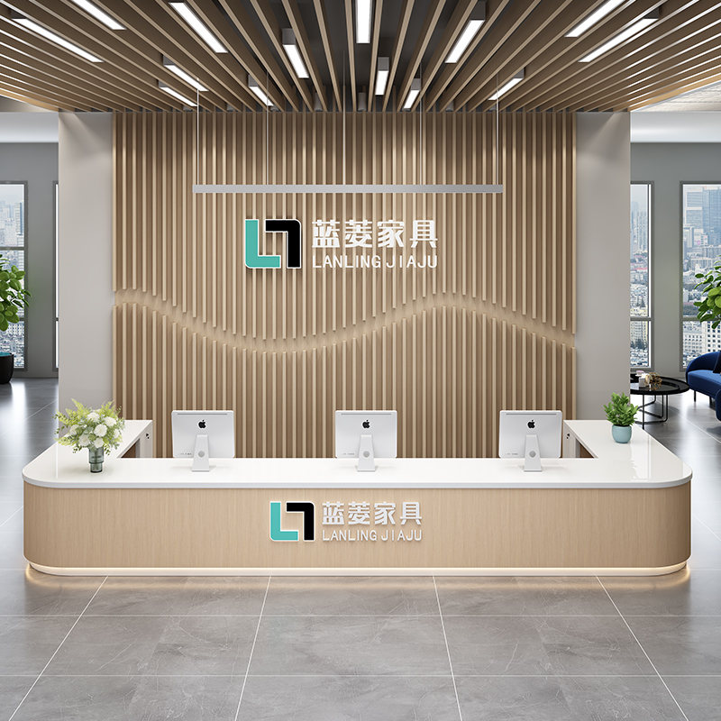 现代简约烤漆服务台迎宾接待台公司办公前台吧台桌收银台柜台定制