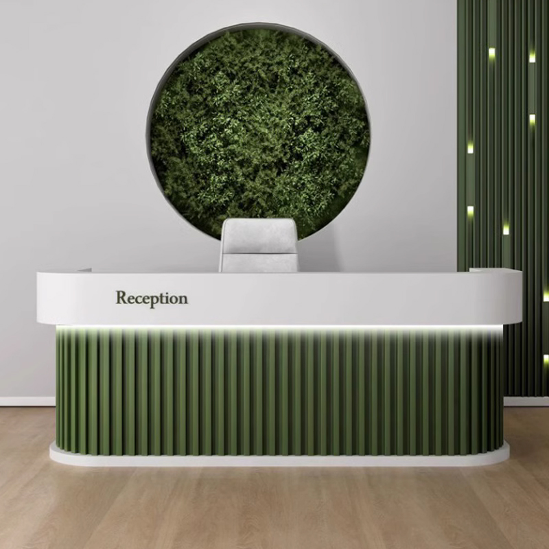 简约现代公司美容院前台接待台医美口腔店收银台烤漆店铺收银吧台