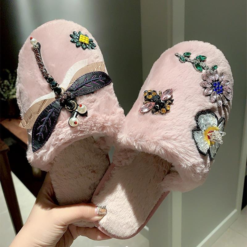 居家棉拖鞋女冬季2025新款毛毛鞋女家居家用ins潮月子鞋室内毛拖