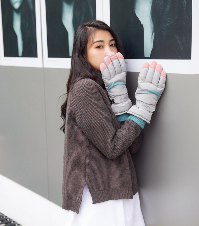 清仓女款冬季加绒加厚手套触屏情侣青年防风保暖分指滑雪骑电瓶车