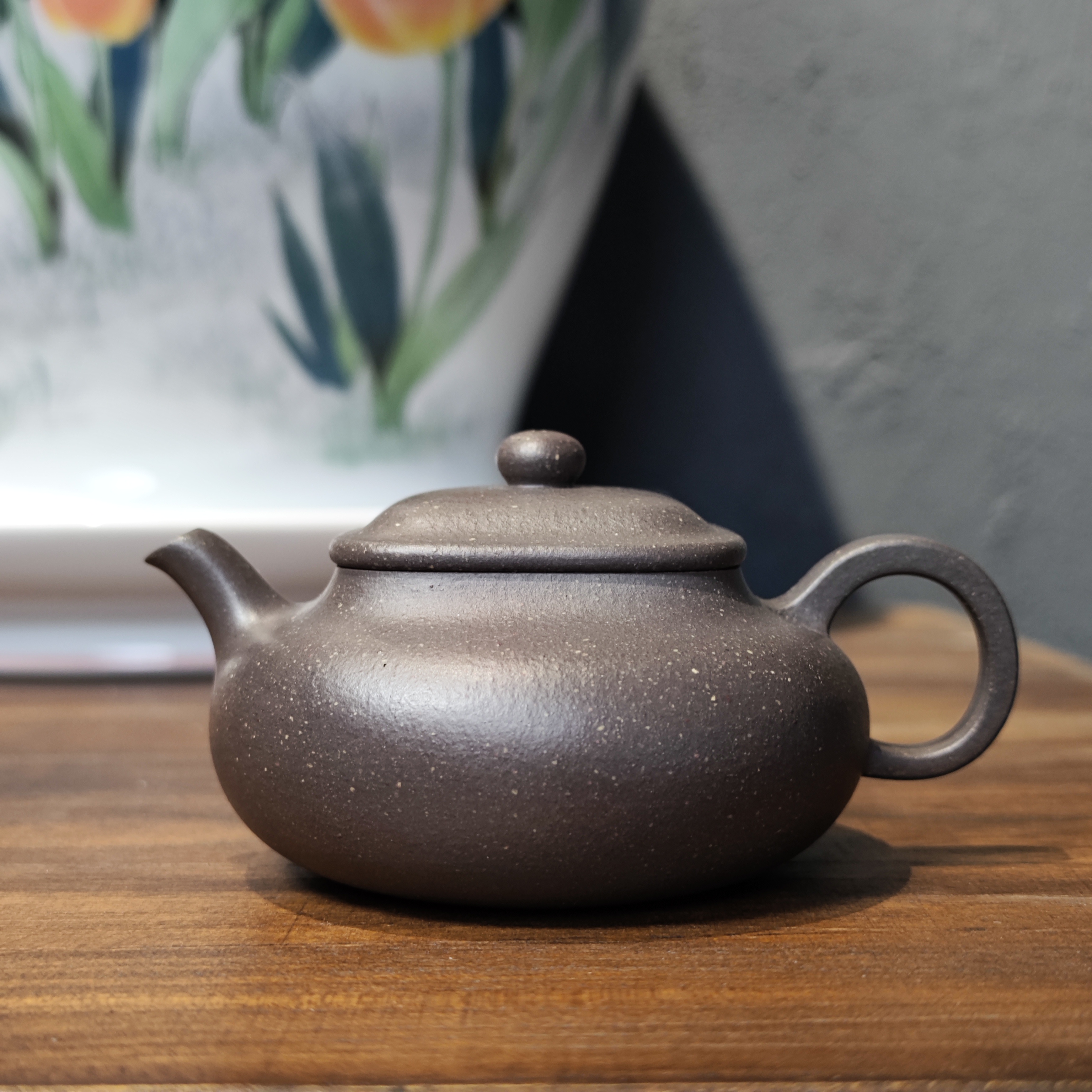 原矿青段半手工约150cc天方地圆紫砂壶