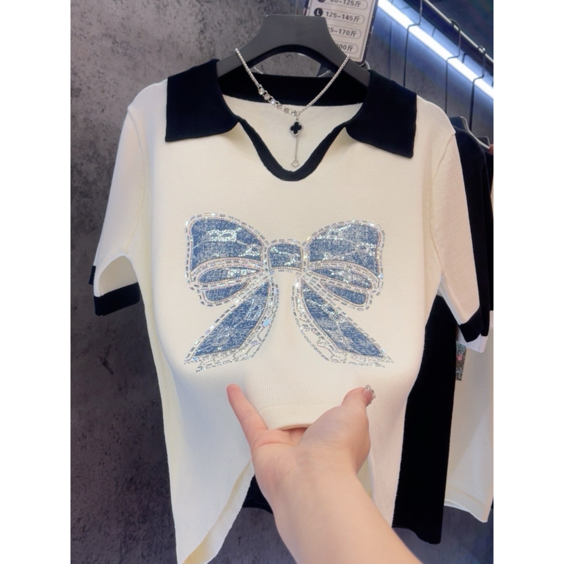 【定制大码女装80-200斤】时尚烫钻蝴蝶减龄百搭女夏显瘦上衣1928