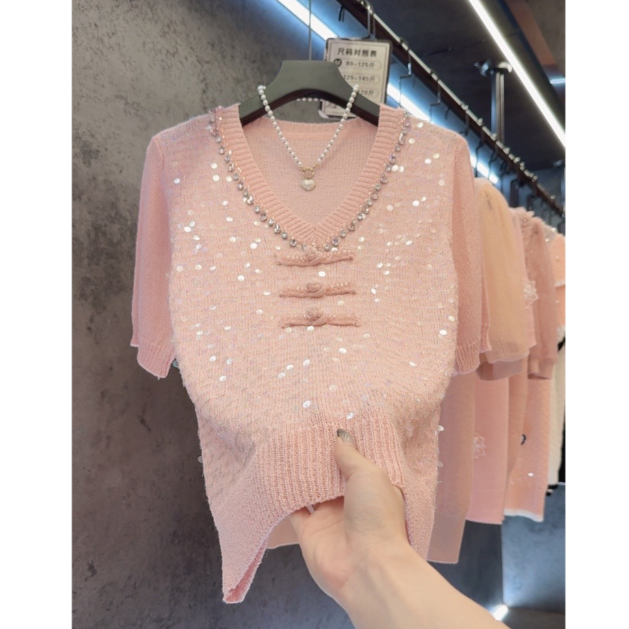 【定制大码女装80-200斤】新中式国风水光珠片轻奢显瘦洋气上衣1919