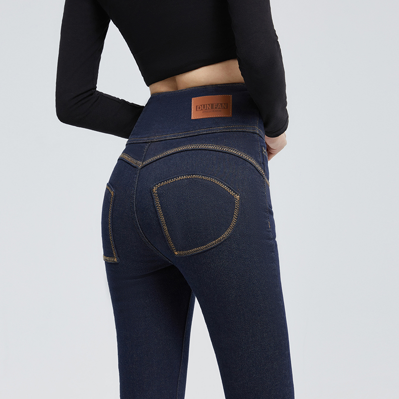 蜜桃臀2024季高腰牛仔裤女修身长裤显瘦显高弹力紧身小脚裤