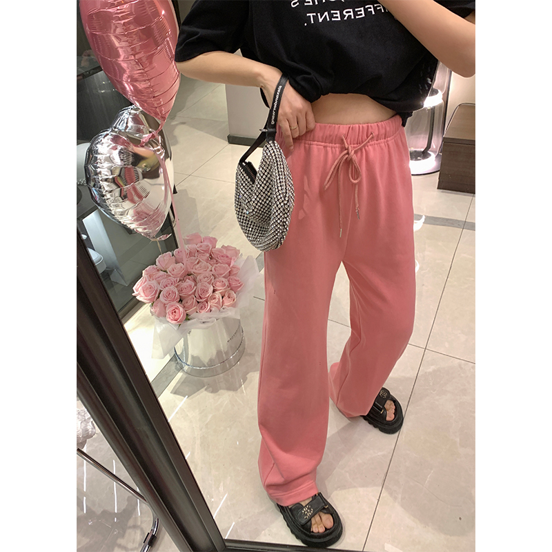 邹邹小个子新品夏季高腰直筒拖地裤女小个子薄款显瘦阔腿休闲长裤