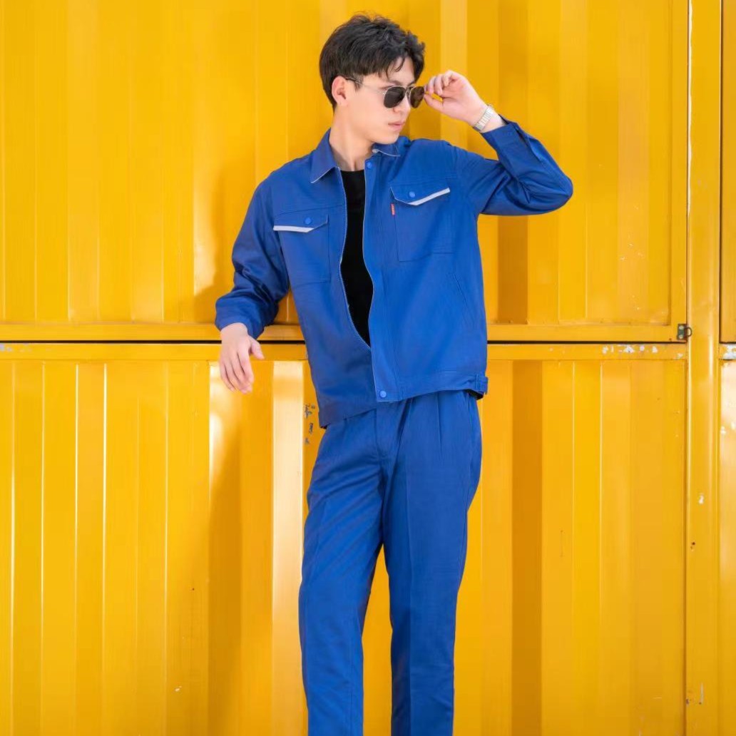 春秋工作服套装男外套上衣长袖薄款汽修厂服工装保洁加厚劳保服男