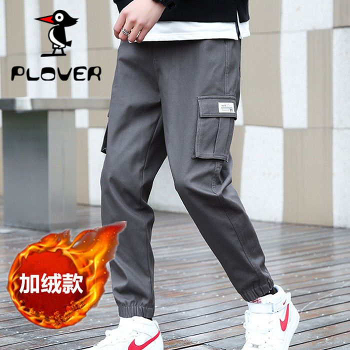 琢木鸟工装裤男士宽松束脚运动裤学生秋冬季加绒保暖裤大码休闲裤