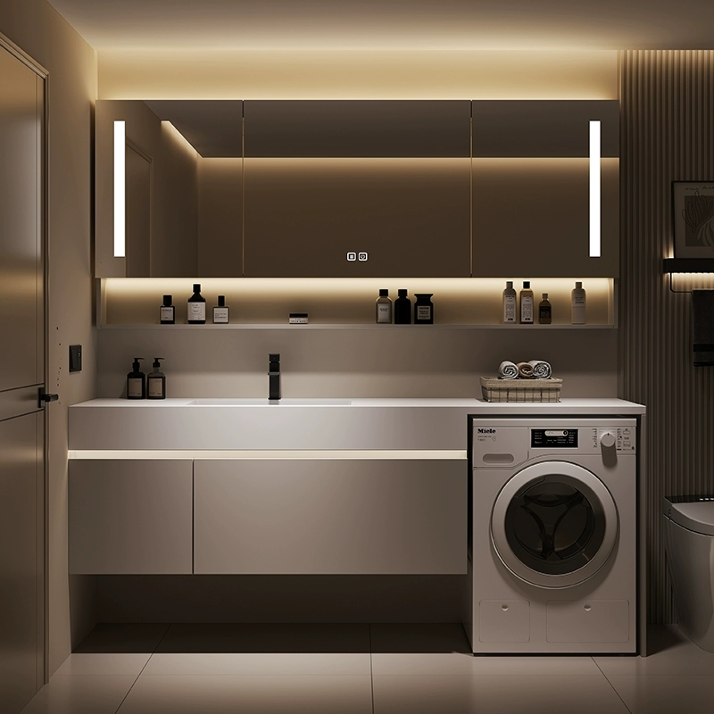 浴室柜洗衣机一体柜卫浴柜岩板无缝盆卫生间洗漱台洗手台洗脸盆柜