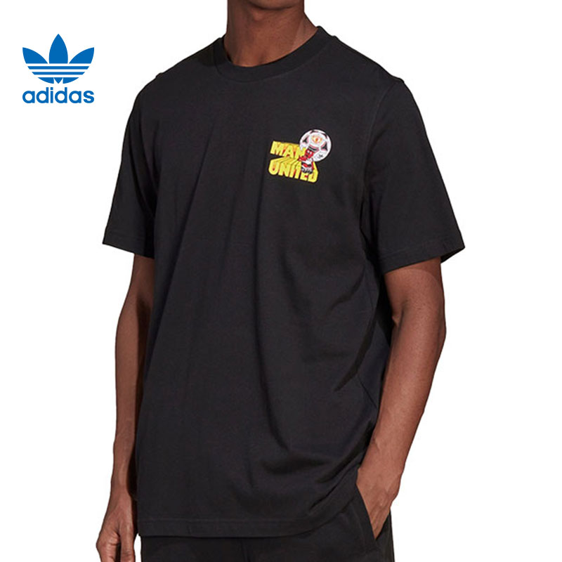 adidas阿迪达斯运动短袖男子三叶草曼联足球百搭休闲T恤HP0447