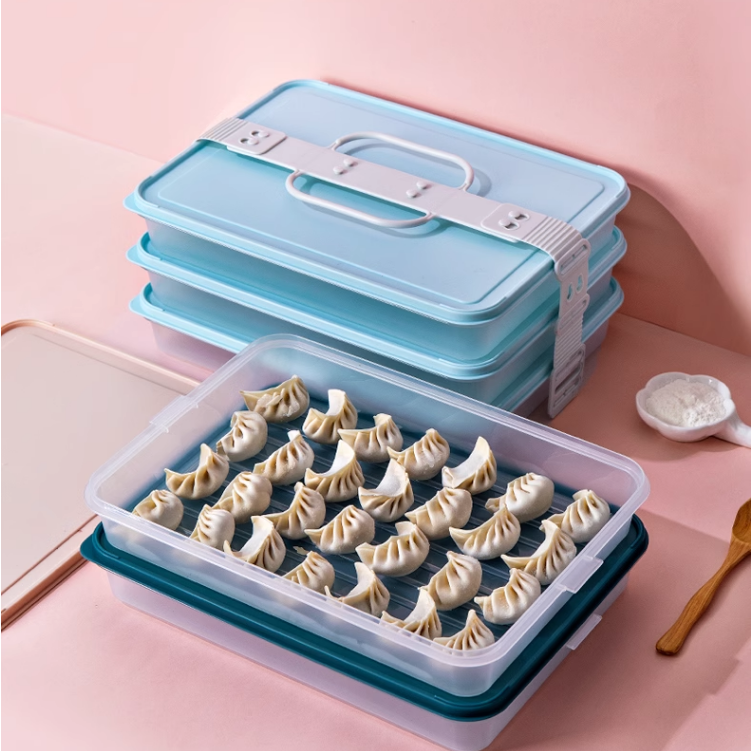  华生饺子盒冰箱保鲜收纳盒冷冻饺子家用多层厨房大容量馄饨水饺储存盒