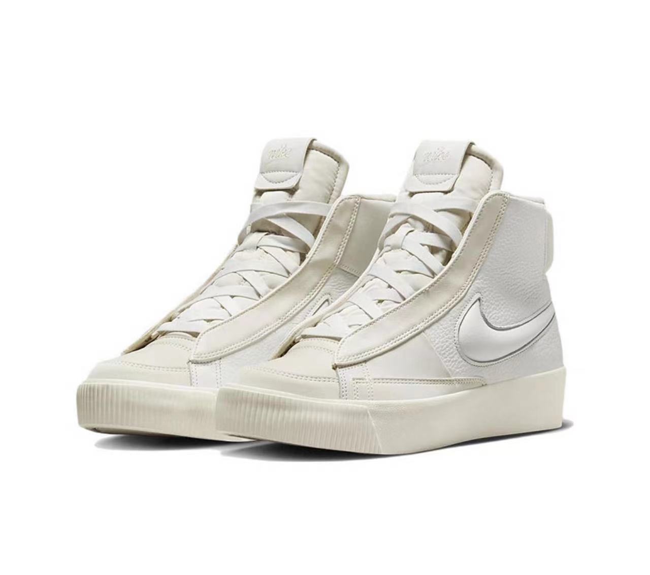 【断码清货】NIKE耐克皮面厚底白色运动高帮复古板鞋DR2948-100