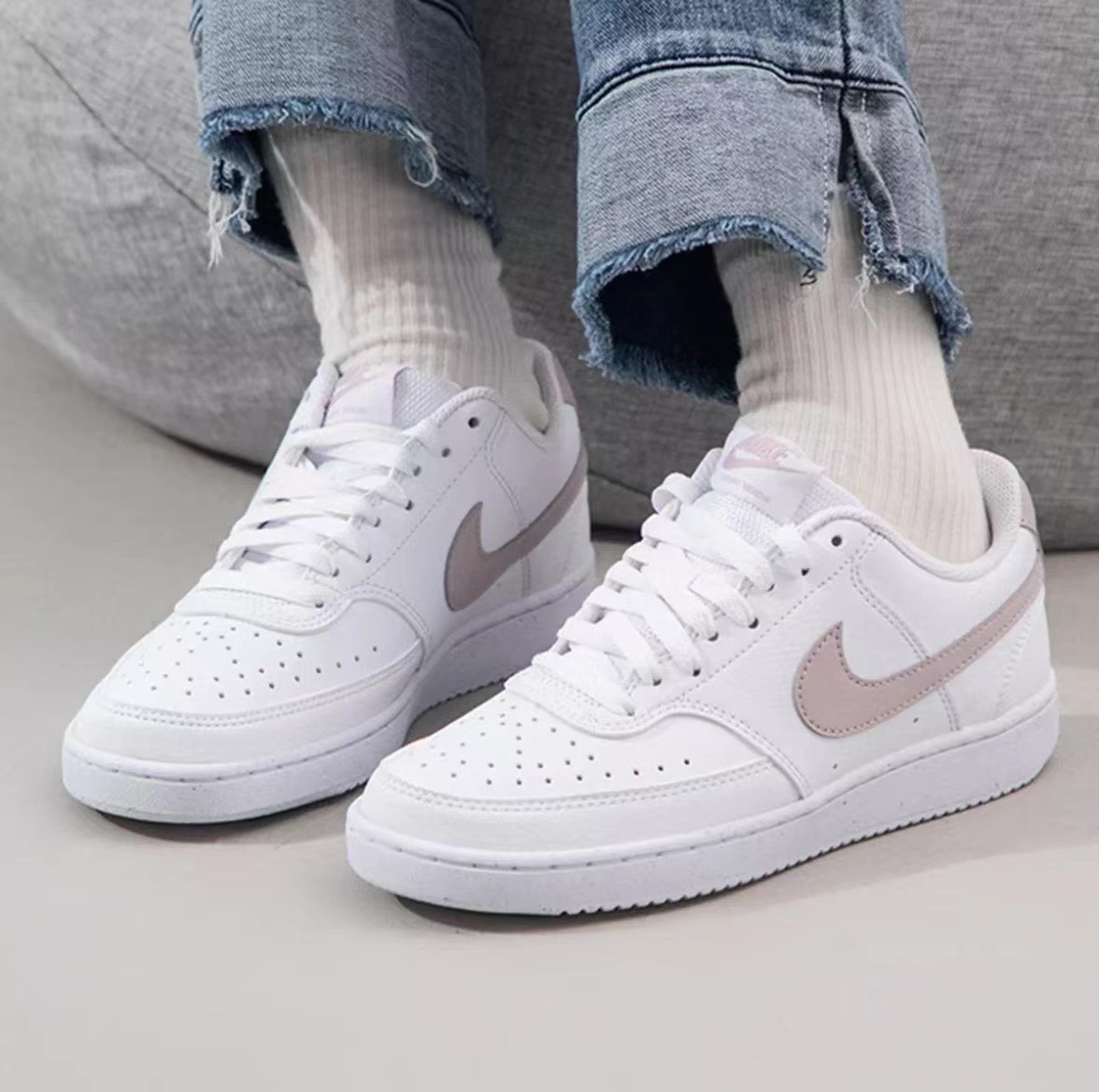 【断码清货】耐克Nike Court Vision白粉色低帮休闲板鞋DH3158-109