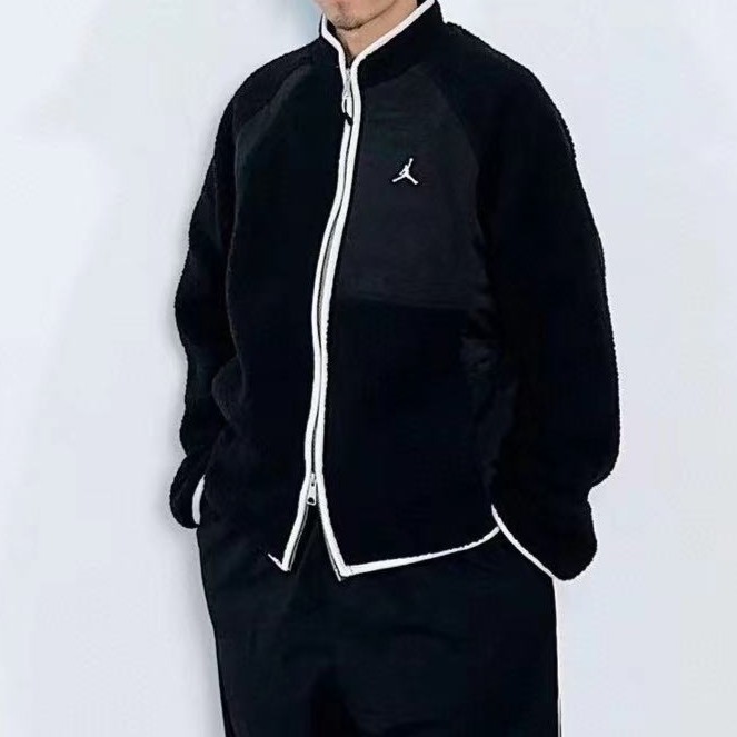 耐克Air Jordan男子情侣运动摇粒绒加绒厚实保暖立领夹克外套