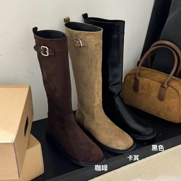 设计感厚底“加绒”长筒靴316-9 跟高2.5cm
