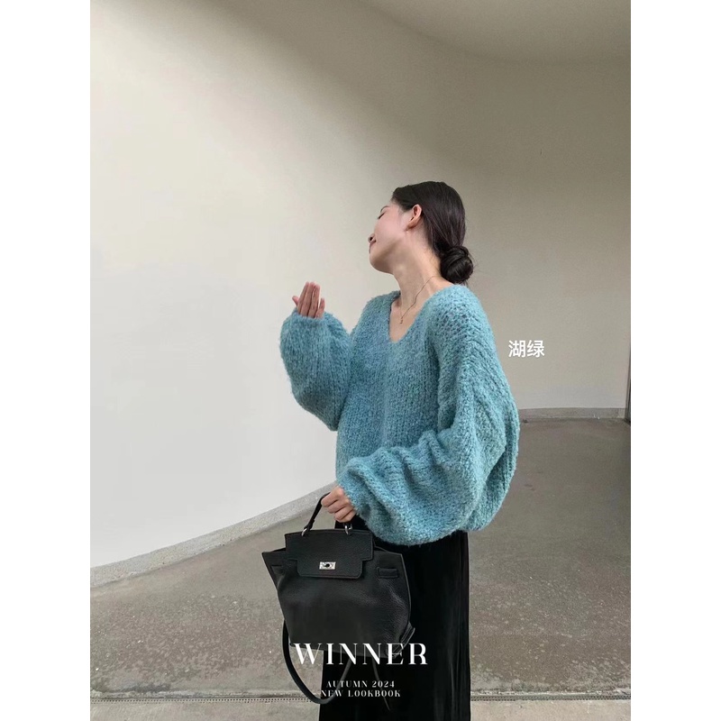 韩版宽松显瘦百搭V领糯糯毛衣690680