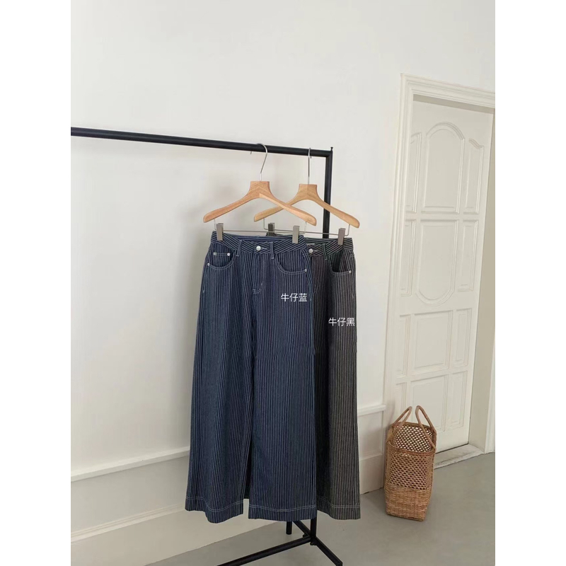 韩系复古显瘦休闲条纹牛仔裤242054