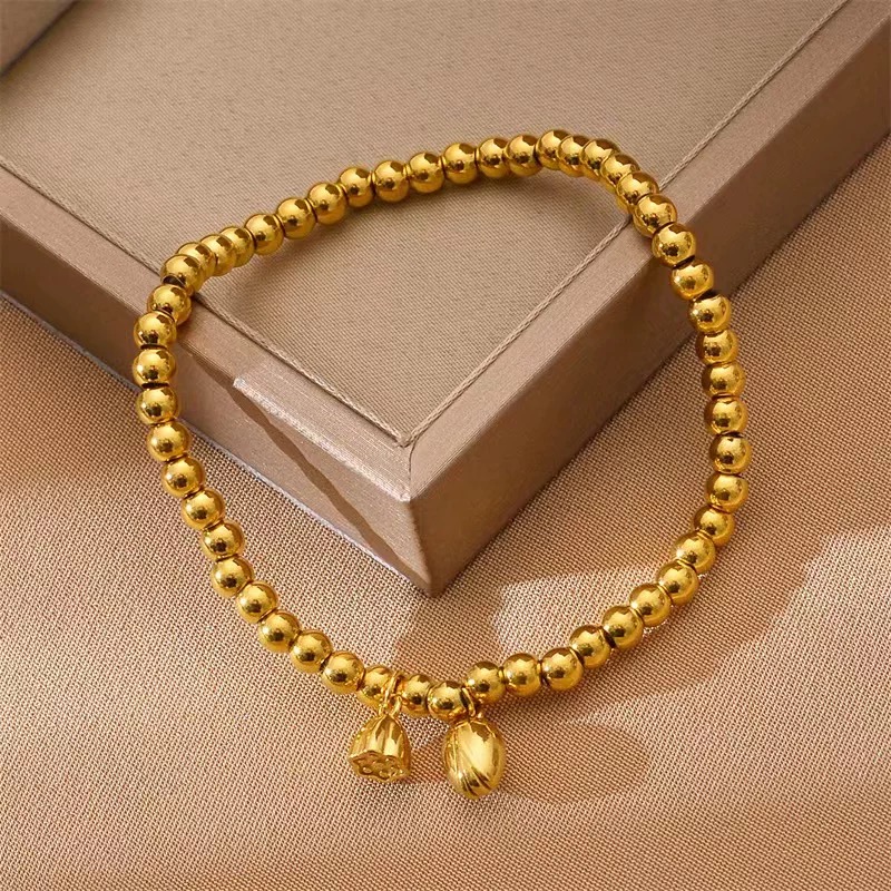 【赠礼盒】两世欢圆珠手链莲蓬手链金色手串