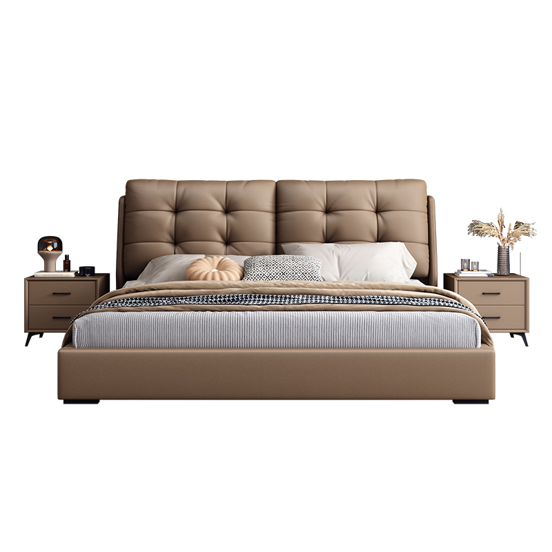 景山百岁 意式轻奢床主卧真皮床北欧风现代简约卧室床大气双人软