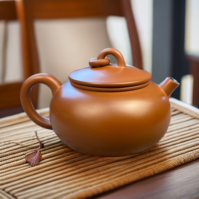 广西坭兴陶茶具圈圈扣子壶150cc内推球孔 全手工制作原矿紫泥茶壶