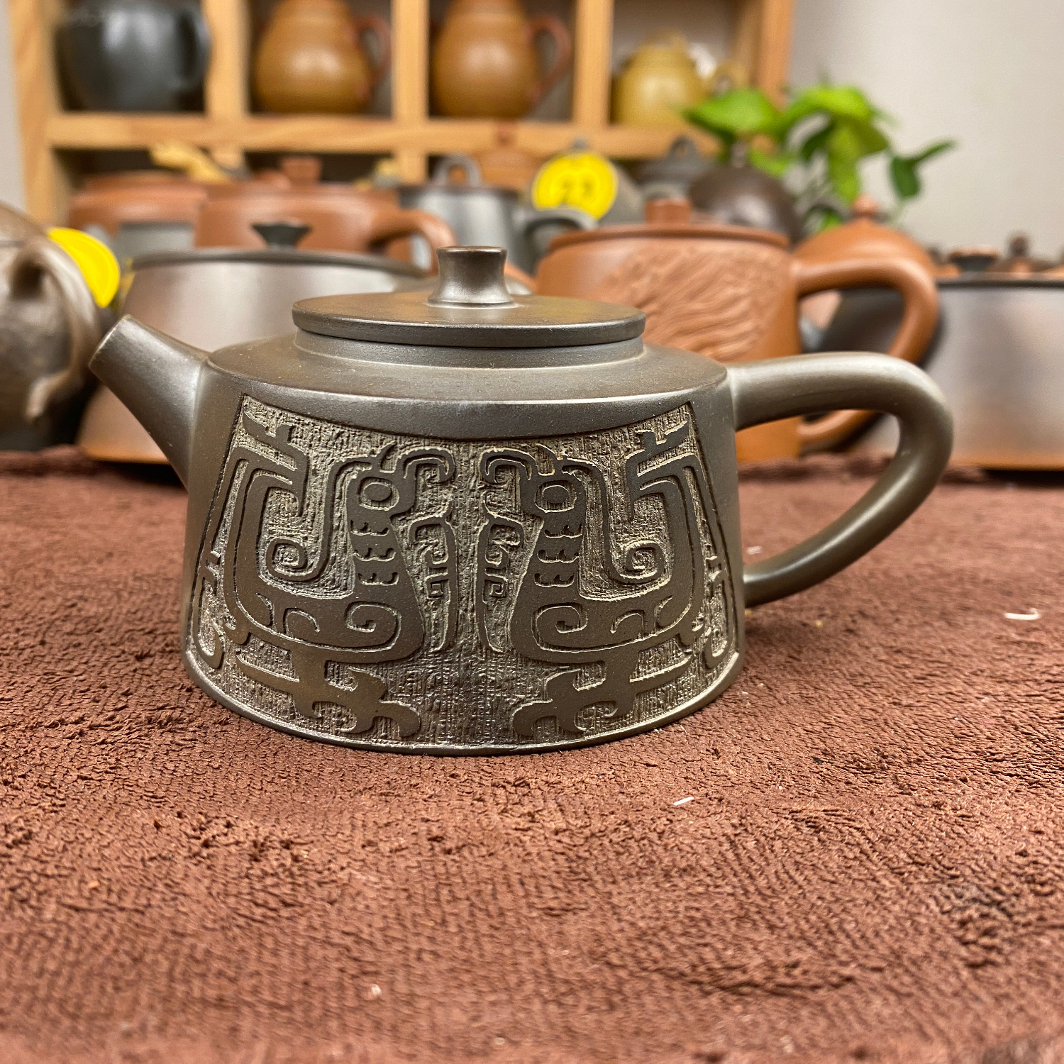 青铜纹 小品霸王壶  容量150cc 广西钦州坭兴陶聚云居工作室出品