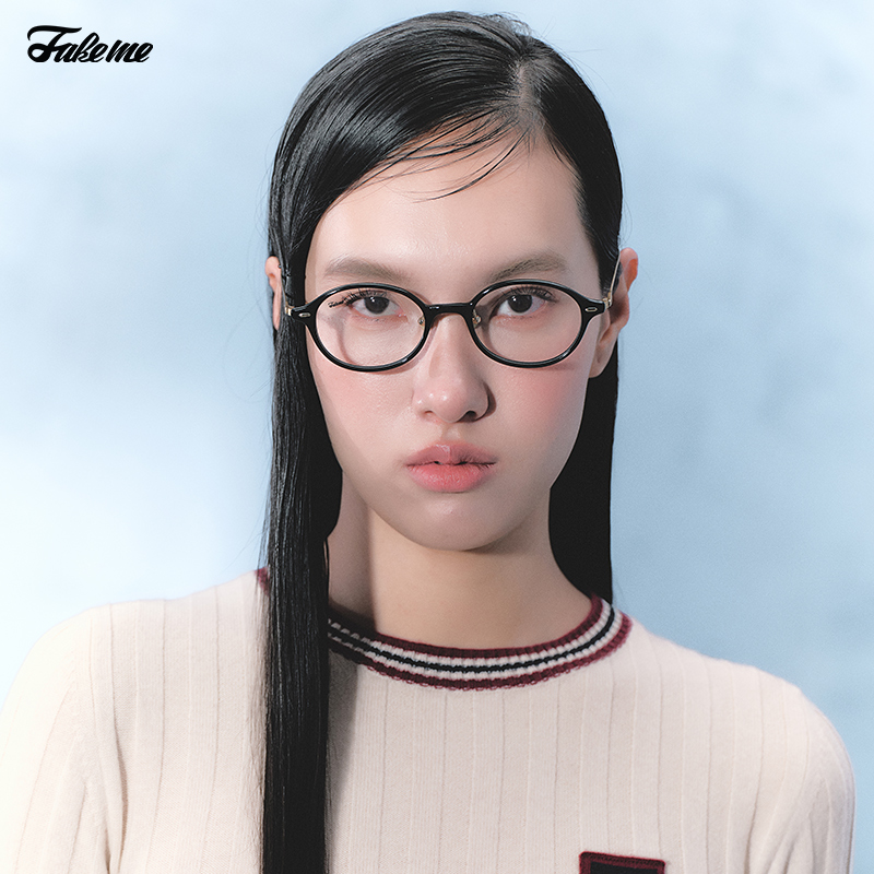 Fakeme王玉雯同款超轻板材β钛拼接光学镜架复古圆框书呆子 Kate