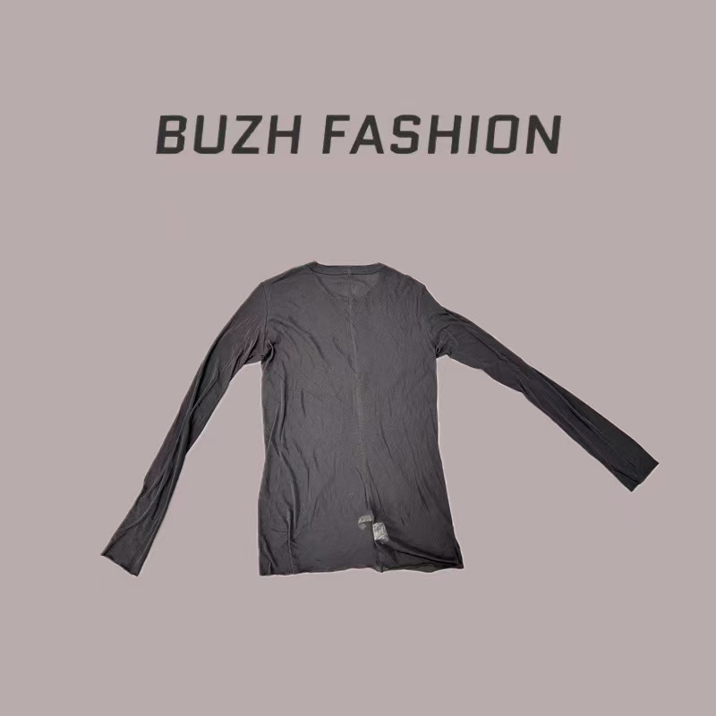 BUZH秋季新款薄款纸片感长袖T恤修身显瘦打底小衫