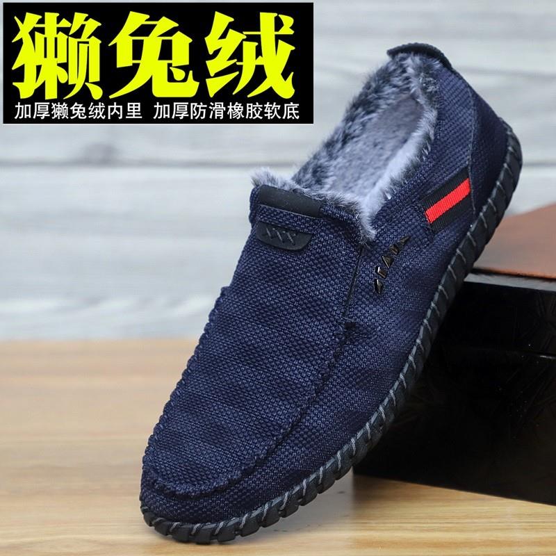 老北京布鞋男冬季爸爸棉鞋加绒厚保暖休闲鞋软底防滑中年开车男鞋