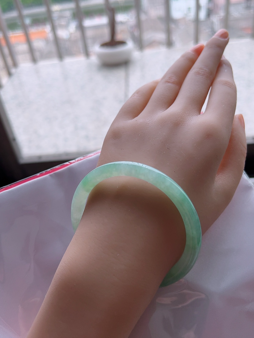 天然缅甸翡翠A货满绿冰种叮当镯玉叮当59.3圈翡翠翡翠手镯直播