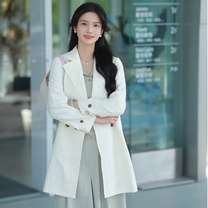 1号【29—99链接】小香风气质中长款设计师轻奢百搭双排扣风衣