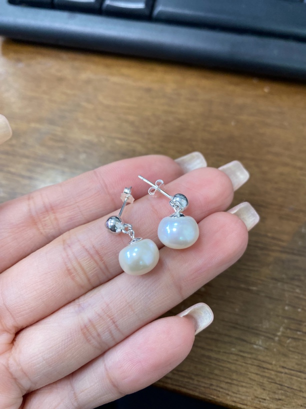 淡水珍珠耳饰银s925镶嵌珍珠耳钉