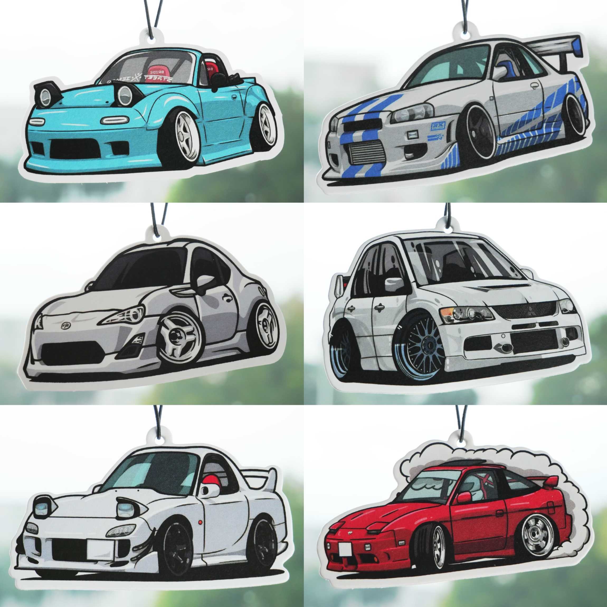 创意Q版汽车香片潮玩改装香熏jdm文化后视镜挂件车载香氛高颜值